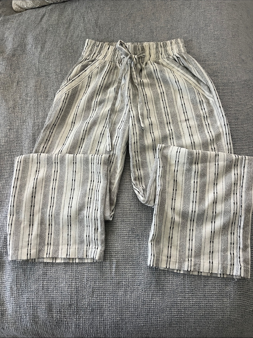 Sienna Sky Striped Drawstring Pants in Cream and Black